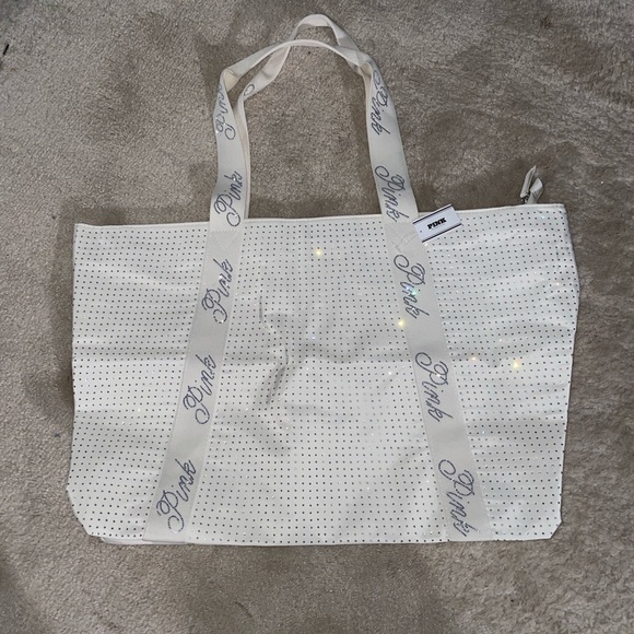 PINK Victoria's Secret Handbags - PINK Victoria's Secret Sparkling White Tote